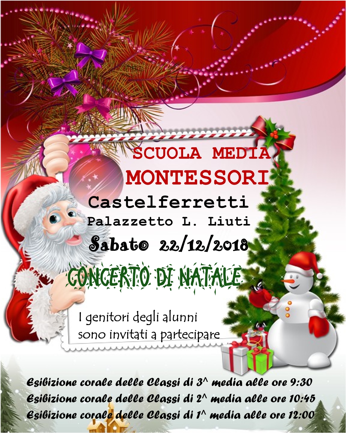 poster Concerto di Natale 2018 scuola Montessori1